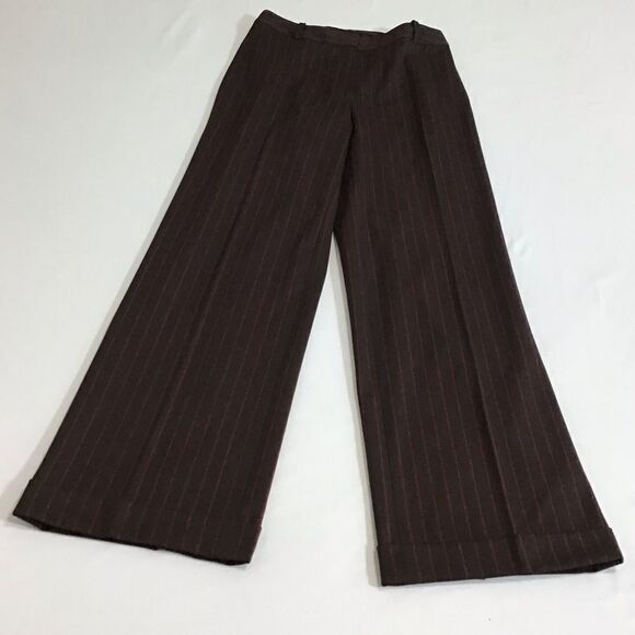 Lafayette 148 New York Brown Pinstripe 2-Piece Pantsuit Cuffed Hem - Picture 4 of 16
